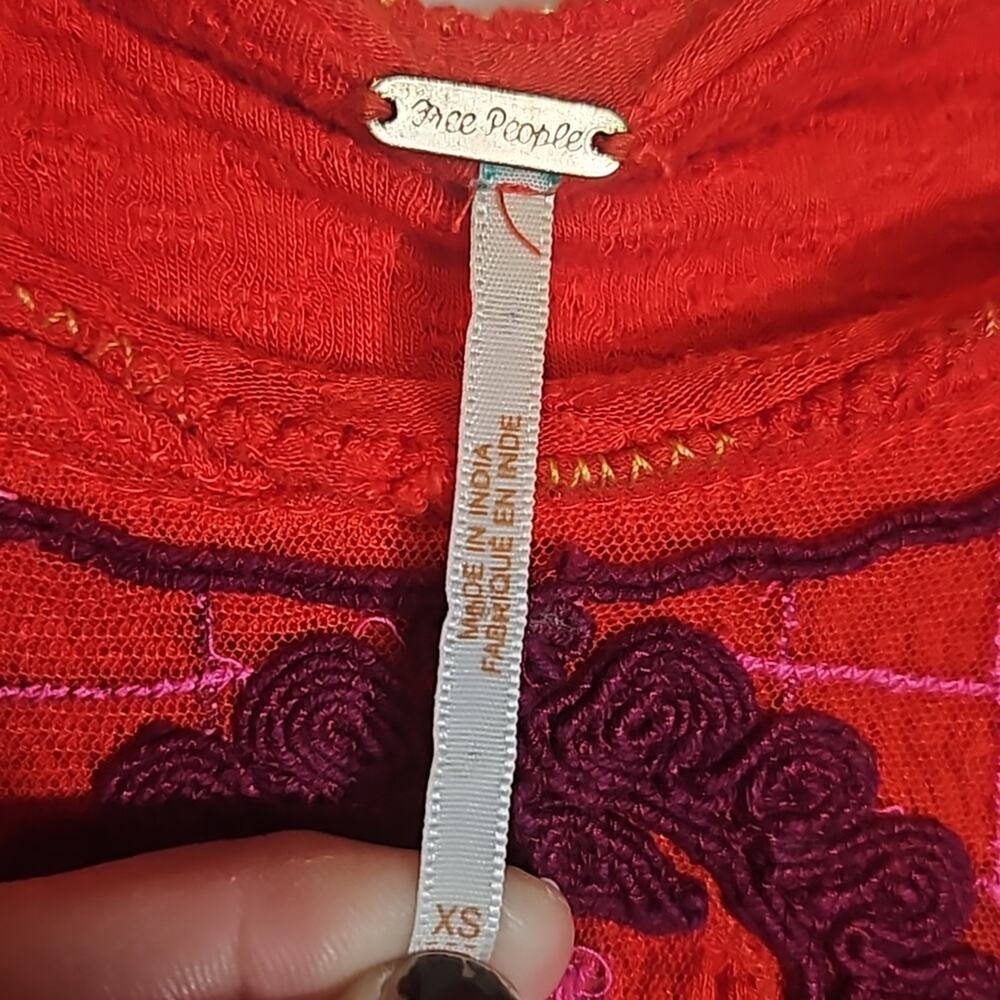 Free People Red Begonia Embroidered Top - Picture 5 of 9